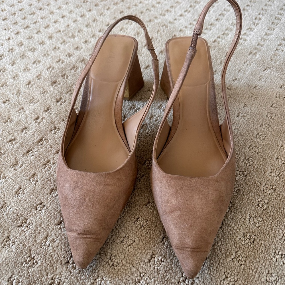 Zara Tan Slingback Heels